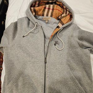 Burberry mens check zip hoodie sweatshirt sz L